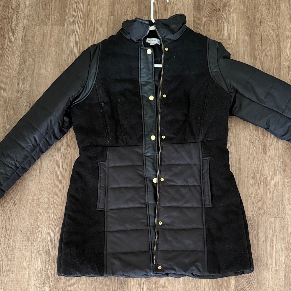 Susan Graver Black Quilted & Wool-Blend Puffer Coat